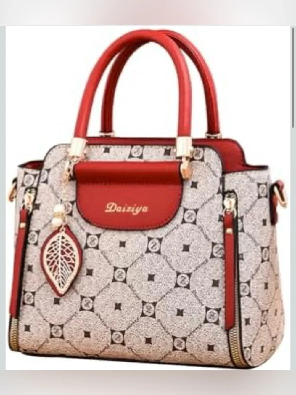 NWOT Red Patterned Top-Handle Satchel crossbody bag